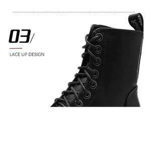 Women Ankle Boots Chunky Heel Black Metal Decor Motorcycle Boots