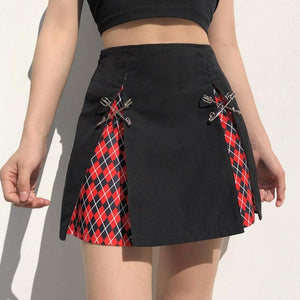 Women E-girl Gothic Lace Mini Pleated Harajuku Streetwear Skirt