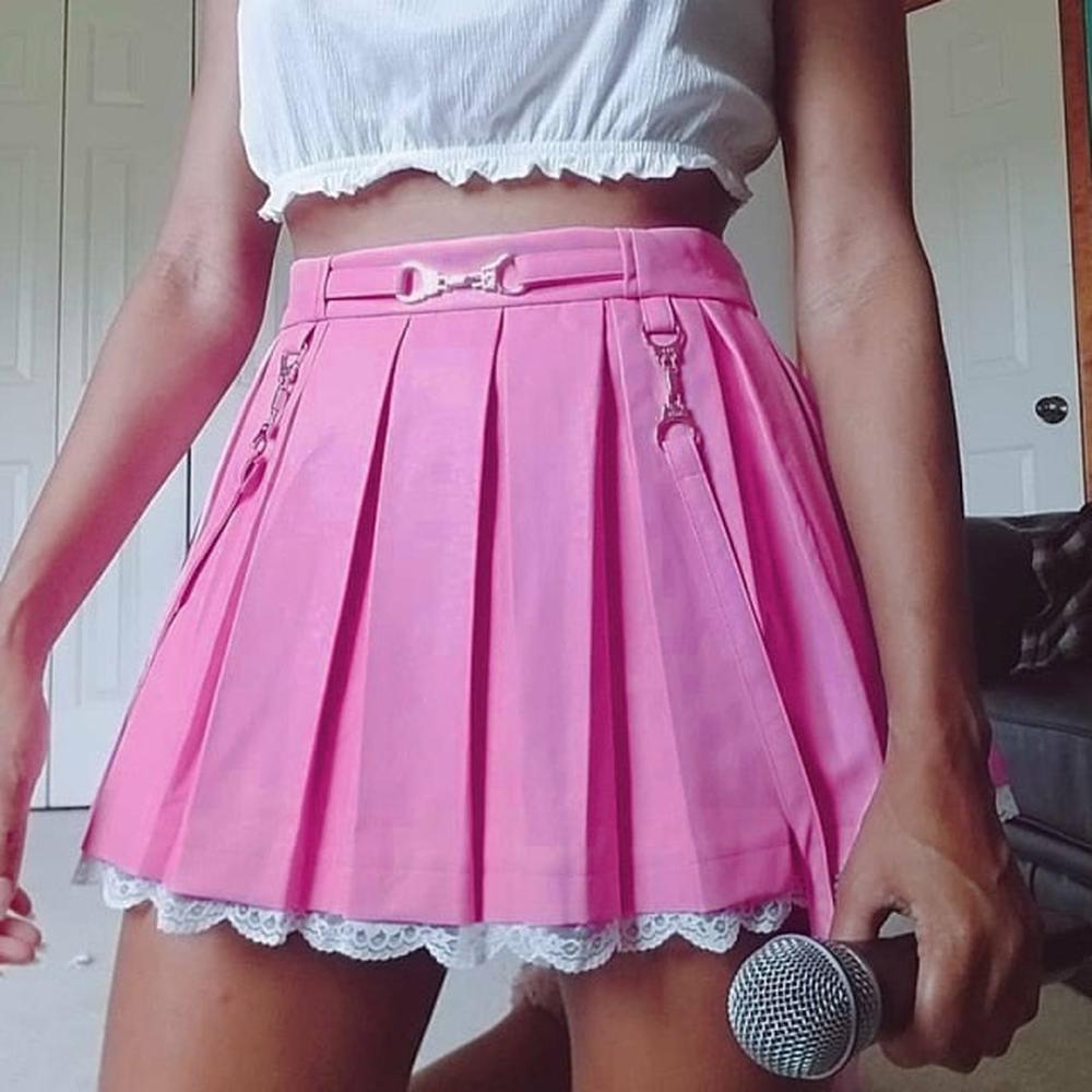 Women E-girl Gothic Lace Mini Pleated Harajuku Streetwear Skirt