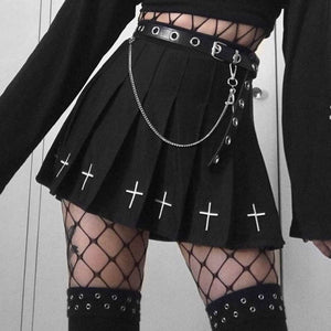 Women E-girl Gothic Lace Mini Pleated Harajuku Streetwear Skirt
