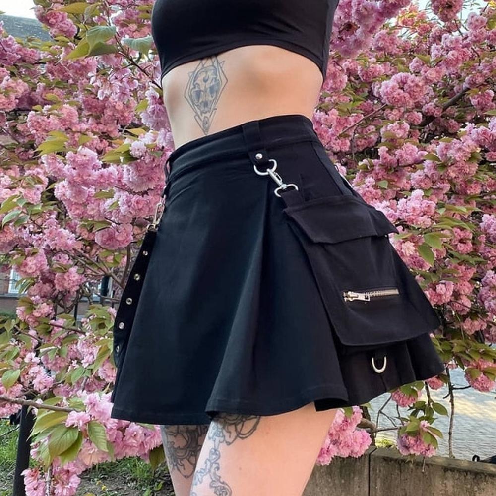 Women E-girl Gothic Lace Mini Pleated Harajuku Streetwear Skirt