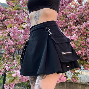 Women E-girl Gothic Lace Mini Pleated Harajuku Streetwear Skirt