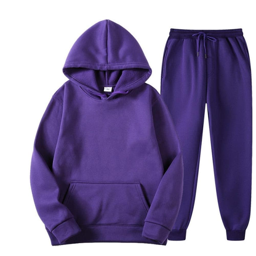 Women Two Piece Casual Fleece Hooded Tracksuit Sets