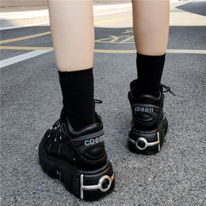 Women Punk Style Sneakers Lace-up 6CM Platform Shoes