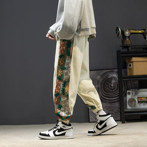 Men Embroidery Patchwork Harem Trouser Harajuku Jogger