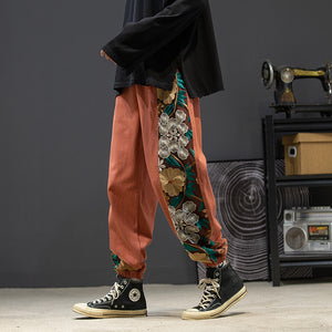 Men Embroidery Patchwork Harem Trouser Harajuku Jogger