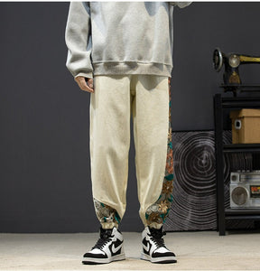 Men Embroidery Patchwork Harem Trouser Harajuku Jogger
