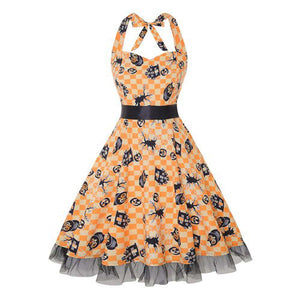 Women Vintage Halter Polka Dot Floral Retro Rockabilly Cocktail Swing Lace Tea Dresses
