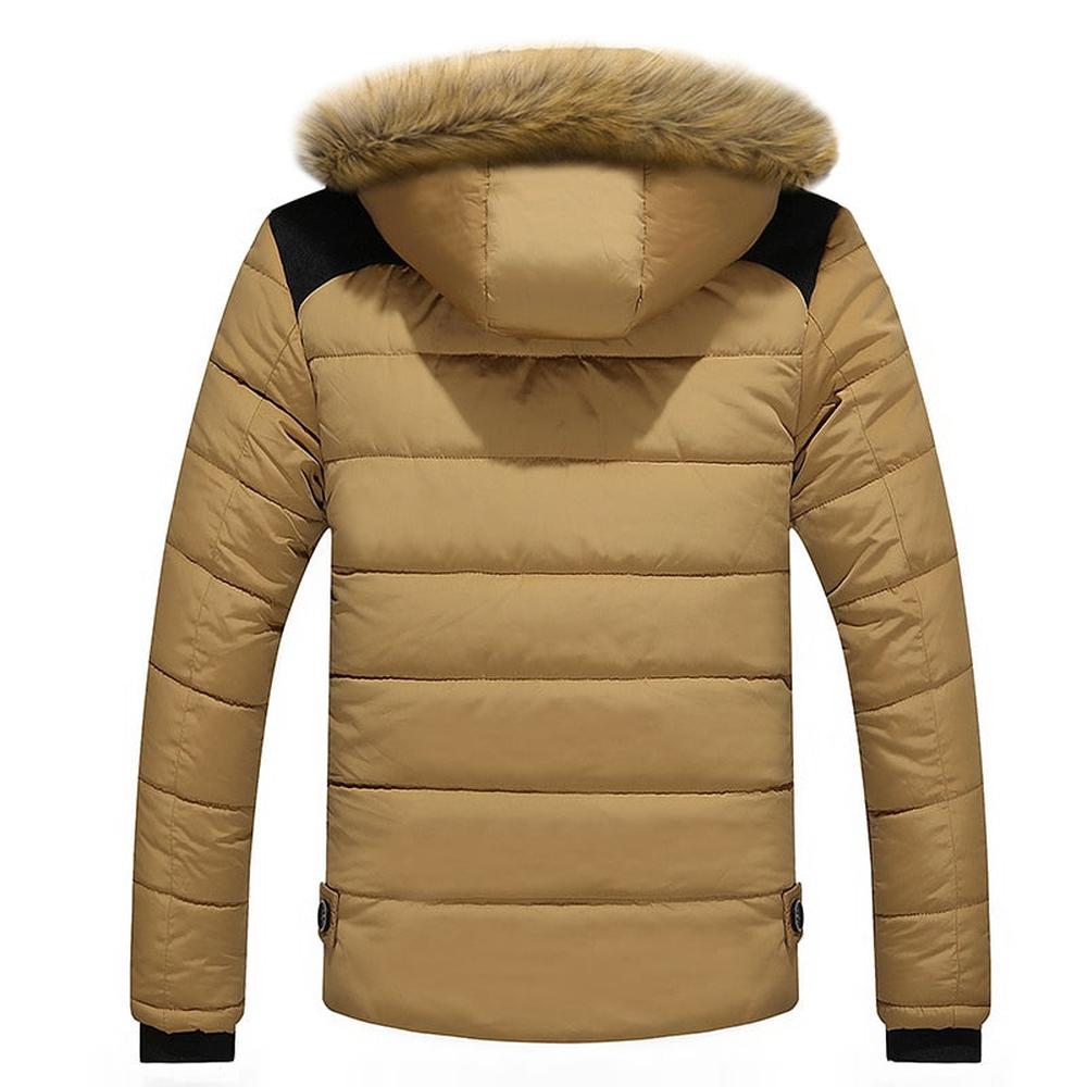 Men Brand Thick Fleece Jacket Hat Parkas Fur Collar Detachable Jackets