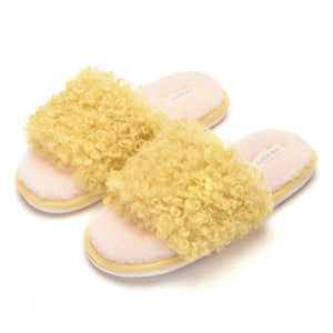 Women Warm Faux Fur Indoor Slippers Home Floor Furry Slipper