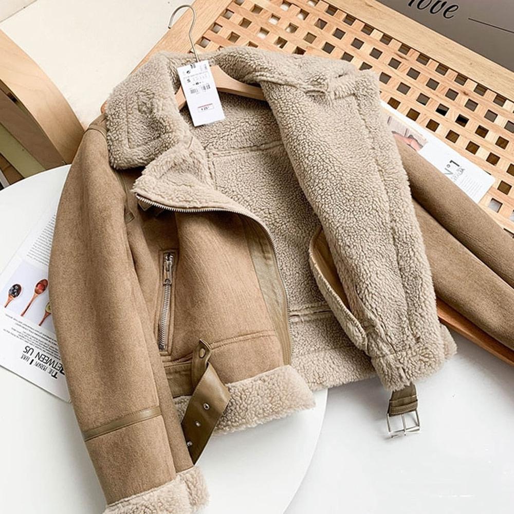 Women Moto Bike Coat Chic Sashes Faux Leather Outwear Jacket