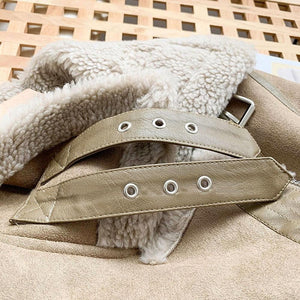 Women Moto Bike Coat Chic Sashes Faux Leather Outwear Jacket