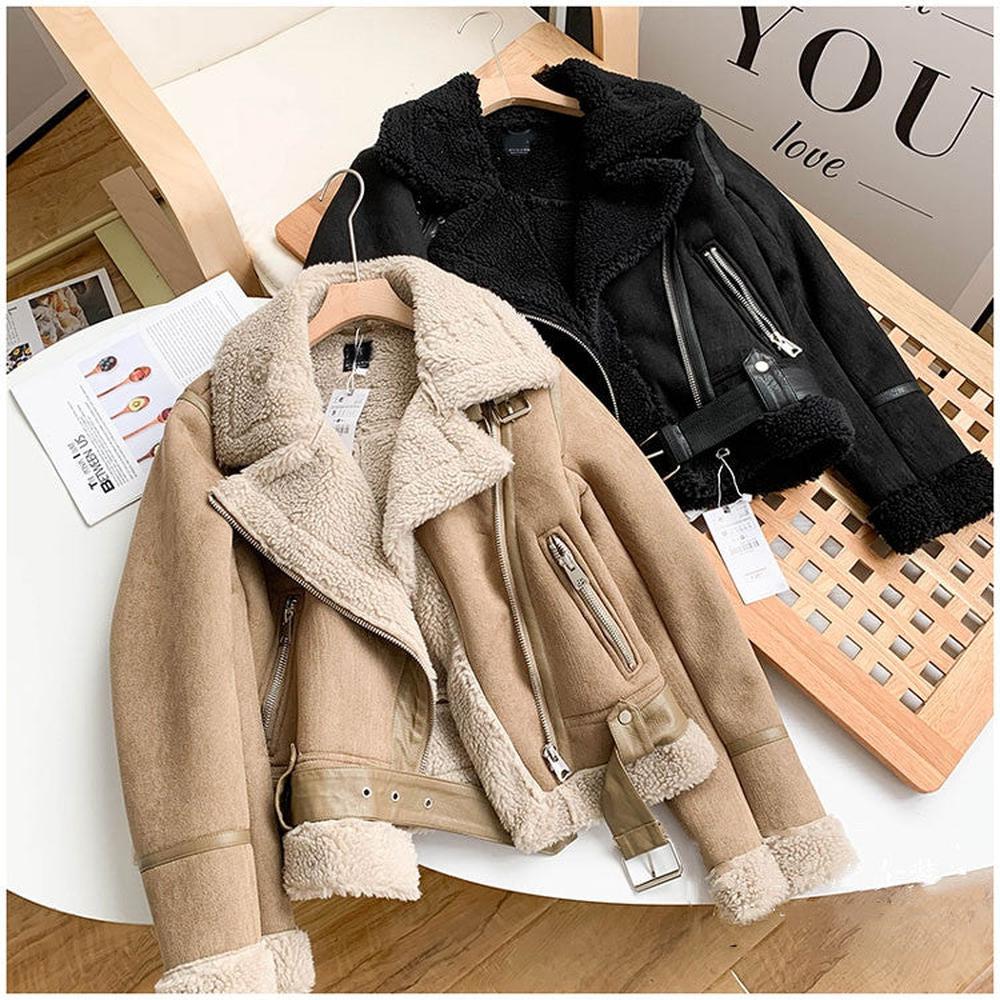 Women Moto Bike Coat Chic Sashes Faux Leather Outwear Jacket
