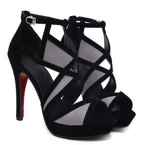 Women Thin Heel Mixed Color Buckle Shoes Comfy Elegant Sandal Heel