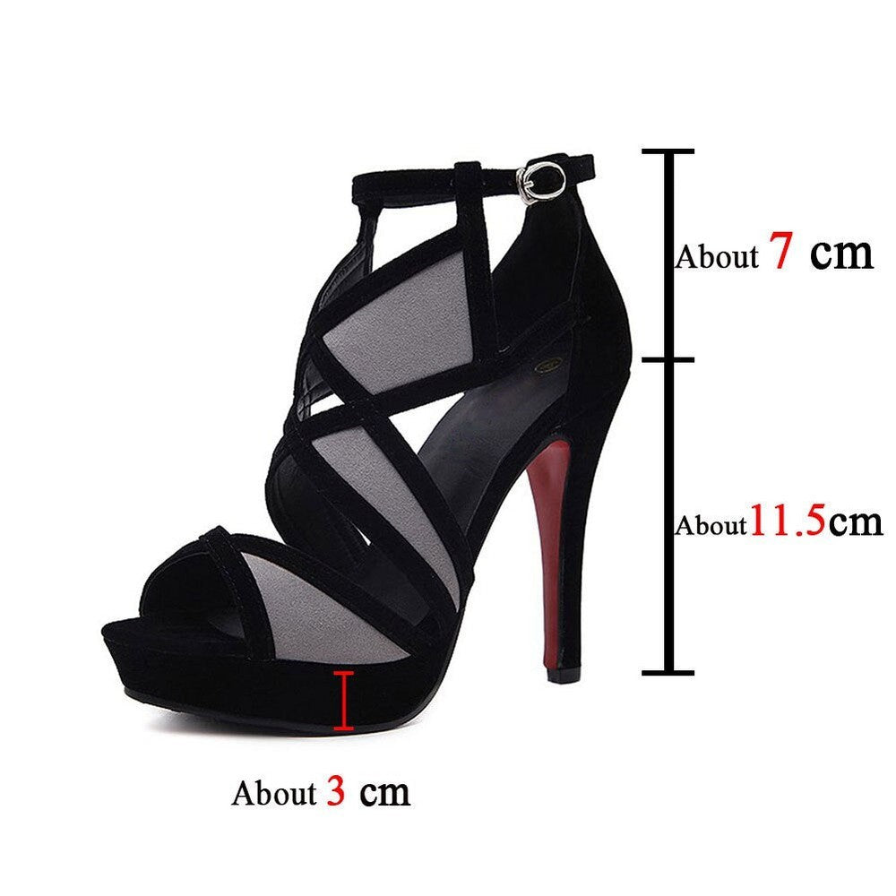 Women Thin Heel Mixed Color Buckle Shoes Comfy Elegant Sandal Heel