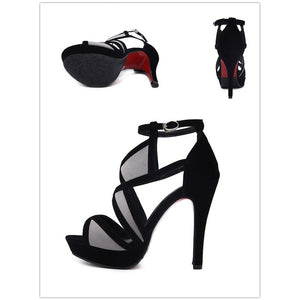 Women Thin Heel Mixed Color Buckle Shoes Comfy Elegant Sandal Heel