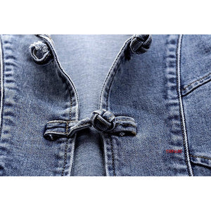 Women Butterfly Embroidery Denim Jacket