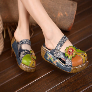 Women Genuine Leather Flower Sandals