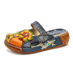 Women Genuine Leather Flower Sandals