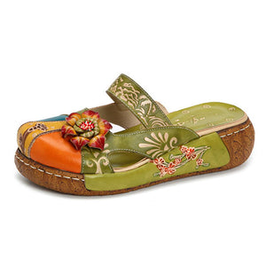 Women Genuine Leather Flower Sandals