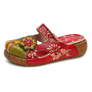 Women Genuine Leather Flower Sandals