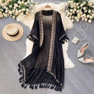 Women Bohemian Retro Ethnic Style Blouse Chiffon Shirt