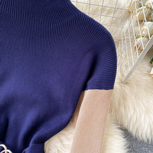 Women Knitted Sweater Elegant Split Bodycon Pencil Dress