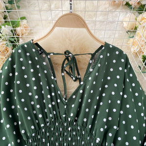 Women Polka Dot Romper Elegant V-Neck Jumpsuit