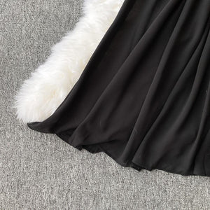 Women's Slash Neck Long Sleeve Midi Dress