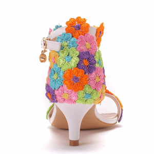 Women Handmade Pearl Lace Sandal Shoes