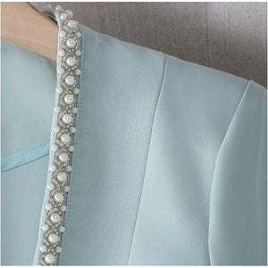 Women Korean Style Pearl Half Sleeve Casual Blazer